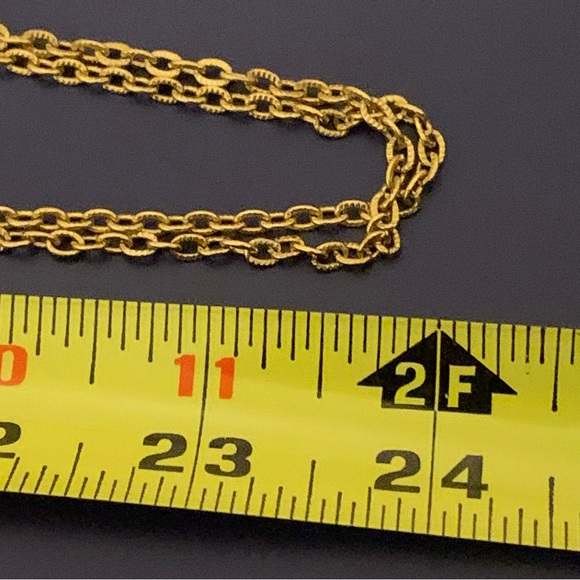Vintage 48”L Long Double Necklace 60’sGoldTone Bold Link Art Deco Texture Chain - Picture 6 of 13